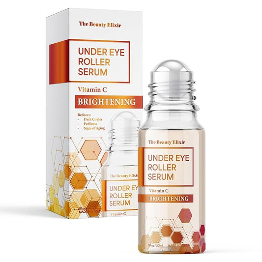 Vitamin C Eye Roller For Puffy Eyes & Dark Circles - Dermatologist Tested, Brightens Under Eyes & Crow's Feet Treatment, Natural Clean Beauty - Korean Skin Care - For All Skin Types