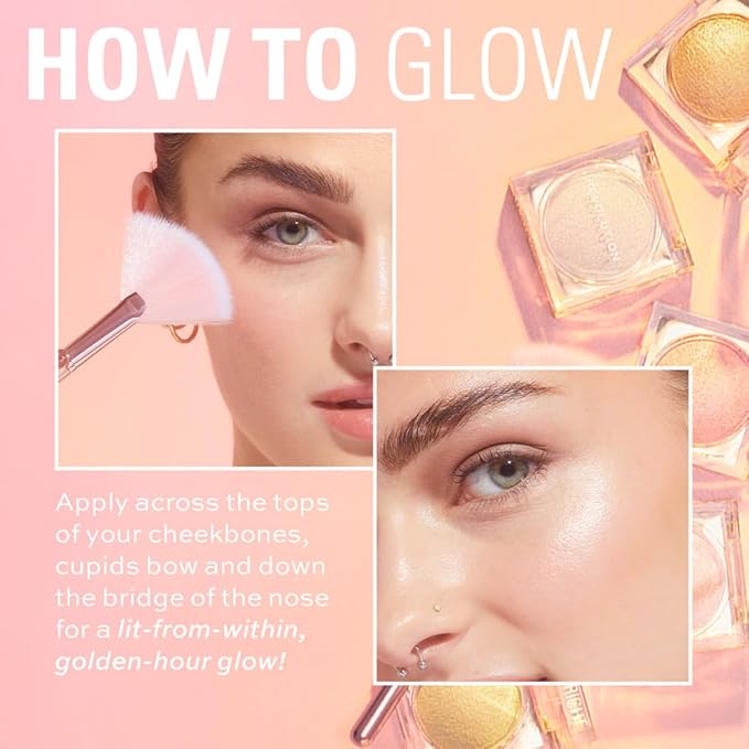 Revolution Beauty London Beam Bright Highlighter, All Over Face Glow, Powder To Liquid Formula, 5 Different Shades, Bronze Baddie