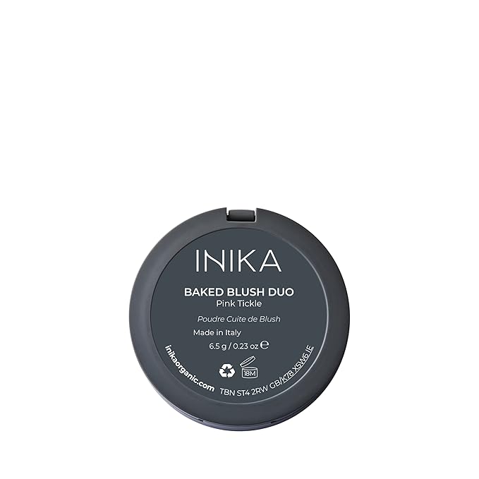 INIKA Organic Mineral Baked Blush Duo - Vegan, Cruelty-Free Makeup with Hydrating Squalane and Antioxidant-Rich Magnolia Bark Extract, Complementary Rose and Peach Hues for Radiant Glow,30 ml (Pink)