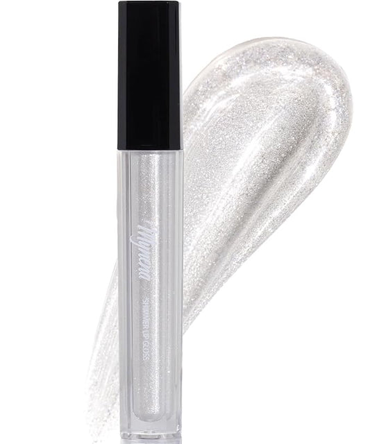 Mynena Crystal-Clear Icy Silver Shimmer Lip Gloss Non-Sticky Clear Filled with Iridescent Sparkles | Lightweight Lip Topper | Demi-Sheer Lipgloss from Cosplay to Everyday Glam | Aila