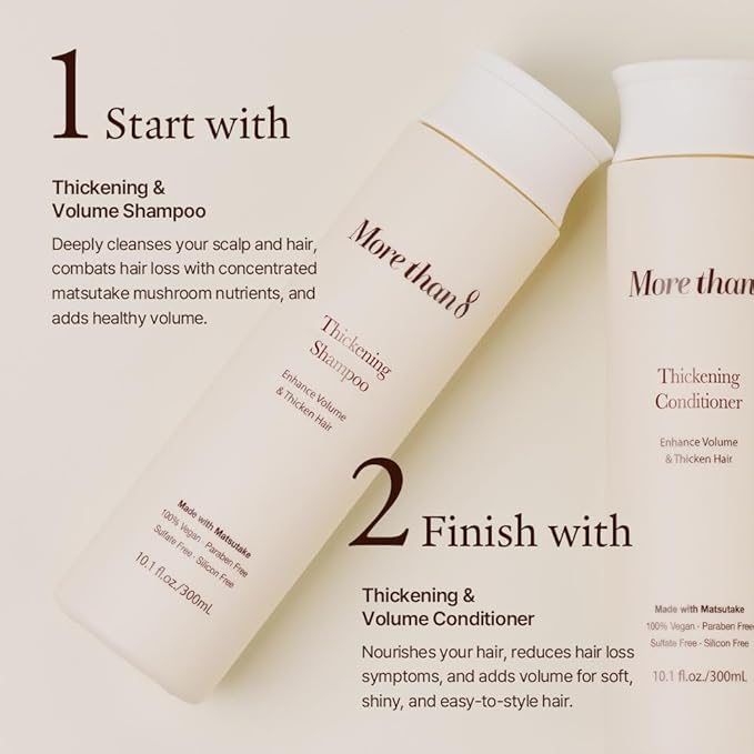 Thickening Treatment Conditioner with Matsutake Extract – The Ultimate Solution for Hair Thinning and Volume Loss, 100% Vegan, Parabens Free, for All Types of Hair, 10.1 oz