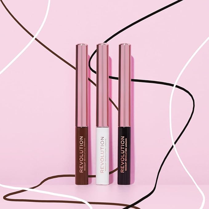 Makeup Revolution, Super Flick Liquid Eyeliner, Highly Pigmented, Brown, 0.08 fl. Oz (Pack of 2)
