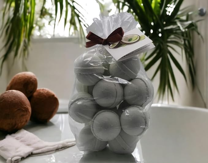 Bath Bombs 14 Set 1 oz/ea, Natural & Organic USA Handmade | Infused Essential Oils | Nourishing Shea & Coco Butter | Relaxing Aromatherapy | Vegan & Cruelty-Free, Skin Friendly - Coconut Lime Verbena