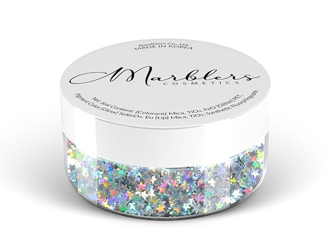 MARBLERS [Star] Shape Glitter for Body & Face 0.11oz (3g) | Flake | Non-Toxic | Vegan | Cruelty-Free | Eyeshadow, Nail Polish, Nail Art | Festival, Rave & Party Makeup | Body & Face
