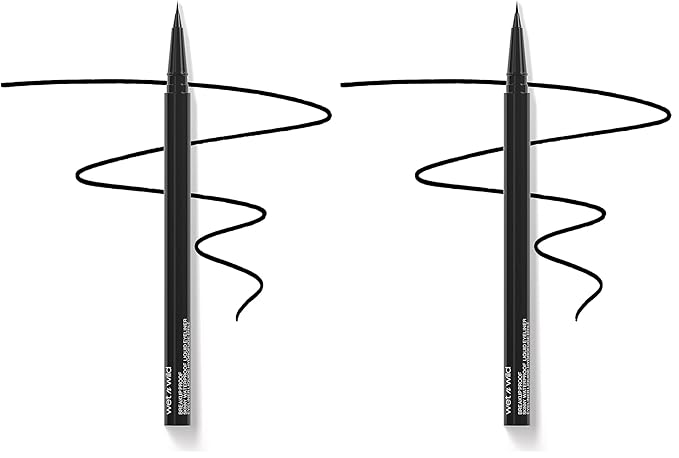 wet n wild Breakup Proof Skinny Ultra-Fine Brush Tip Waterproof Liquid Eyeliner Ultra Black (Pack of 2)