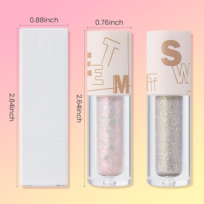 SUAKE Liquid Sparkling Glitter Eye Shadow Sticks – Crystal Silver Golden Eyeshadow, Eyeliner, Eyelid, Shimmer Highlight Makeup, Waterproof Quick-Drying, sombra de para ojos