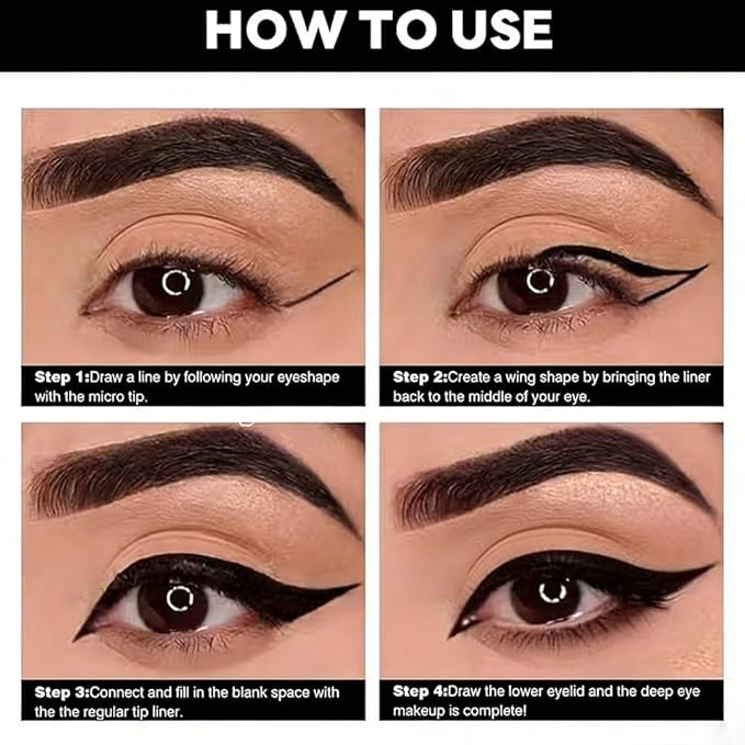 4Pcs Retractable Creamy Eyeliner & Eyeshadow Sticks for Women, Black White Brown Blue Purple Green Gray Colors, Ultra Pigmented Eye Pencils, Matte Satin Finish,Vegan,Cruelty-Free (4 Pcs: 02# Black)