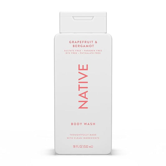 Native Body Wash Contains Naturally Derived Ingredients | For Women & Men, Sulfate, Paraben, & Dye Free Leaving Skin Soft and Hydrating | Grapefruit & Bergamot 18 oz