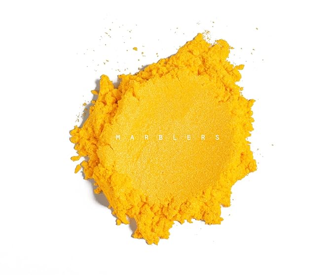 MARBLERS Fine Synthetic Mica Powder [Daisy Yellow] 0.11oz (3g) | Highly Pigmented | Non-Toxic, Vegan, Cruelty-Free | Lip Gloss, Lipstick, Bath Bomb, Nail Polish, Nail Art | Party, Body, Face Makeup