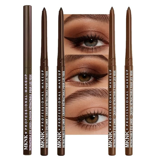 4Pcs Retractable Creamy Eyeliner & Eyeshadow Sticks for Women, Black White Brown Blue Purple Green Gray Colors, Ultra Pigmented Eye Pencils, Matte Satin Finish,Vegan (4 Pcs: 11#2 each of 02 + 04)