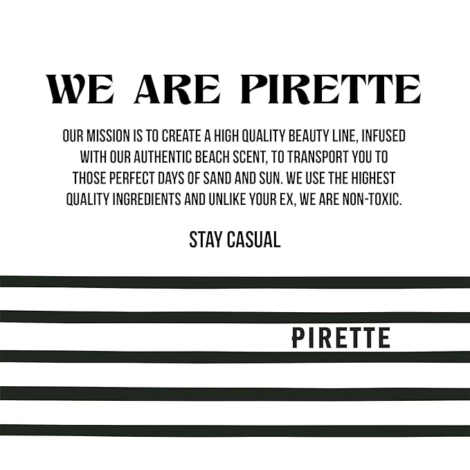 PIRETTE Fragrance Mist, Clean Vegan Hair & Body Spray with Fresh Green Coconut, Surf Wax & Sunscreen Notes, Daily Hair Perfume & Body Mist, Beachy Women’s Fragrances Made in USA, 3.4 fl oz