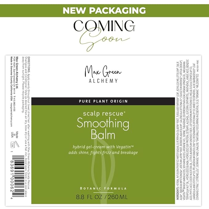 MGA Vegan Hair Smoothing Balm - Scalp Rescue Organic Formula with Keratin Repairs Rough Hair | Hair Care Product with Argan Oil for Men & Women Strengthens & Add Shine to Hair, Synthetic Free 8.8 FLOz