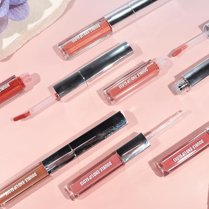 2-in-1 Matte Liquid Lipstick & Clear Lip Gloss, Long Lasting Waterproof Smudge Proof 24 Hour Lip Color Stain, Non Stick & Non Fading, Vegan Matte Makeup Lip Stain for Women, Cold Tan Brown #03