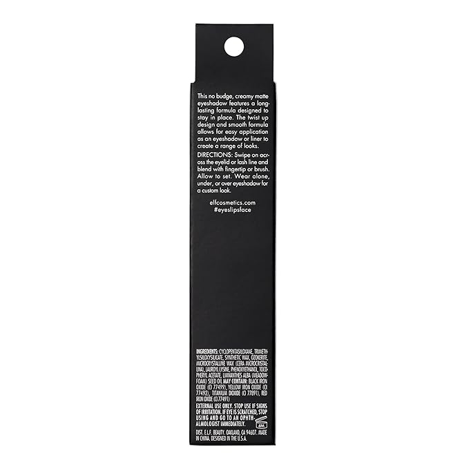 e.l.f. No Budge Matte Shadow Stick, One-Swipe Cream Eyeshadow Stick, Long-Wear & Crease Resistant, Matte Finish, Vegan & Cruelty-Free, Vintage Sude