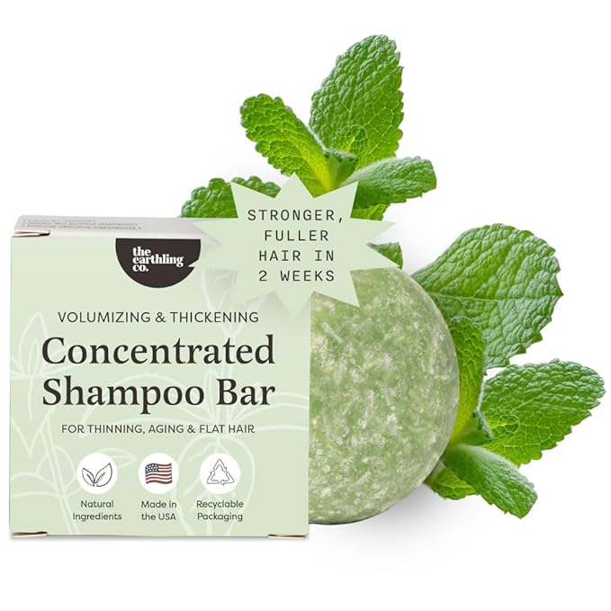 The Earthling Co. Shampoo Bar - Promote Hair Growth, Strengthen & Volumize All Hair Types - Paraben & Sulfate Free formula with Natural, Vegan Ingredients for Dry Hair (Simple Fresh, 3 oz)