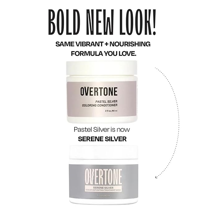 Overtone Semi Permanent Hair Color Conditioner, Serene Silver, 8 oz, Nourishing, Damage-Free, Color Depositing Mask for All Hair Types with Shea Butter & Coconut Oil, Vegan & Cruelty-Free