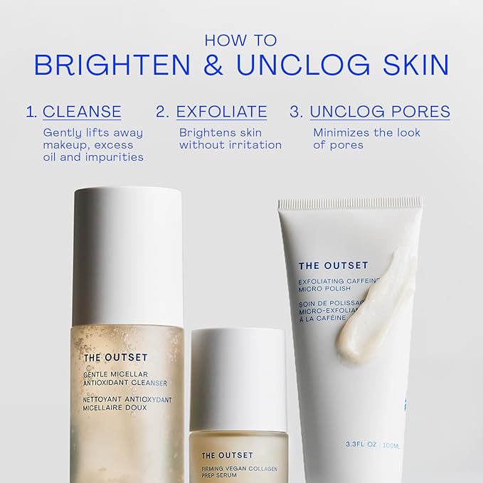 The Outset Exfoliating Caffeine Micro Polish, Brightening, Smoothing & Awakening Physical Face Scrub, Gentle, Fragrance-Free, Clean, Vegan & Gluten-Free Daily Skincare - 3.3 fl oz
