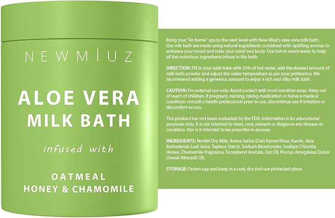Creamy Oats Milk Bath Soak Hydrate Moisturize Soften Skin Aloe Vera Honey Chamomile Luxury Spa Bath Salt Christmas Birthday Relaxation Gift for Women