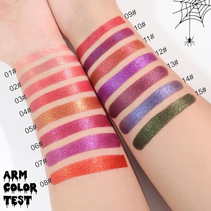 Kaely Dark Green Glitter Metallic Lipstick Makeup, Shimmer Metallic Lipsticks for Women, High Pigmented Lip Gloss Long Lasting Waterproof Smudge Proof, Vegan & Cruelty-Free, 15