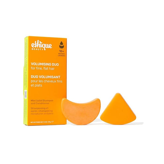 Ethique Beauty Mini Sampler Solid Shampoo & Conditioner Bar Set - Volumizing Shampoo & Conditioner with Biotin & Caffeine - Plastic-Free, Cruelty-Free, Vegan - Travel Size - 2 Pack