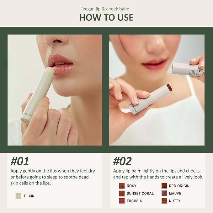 hersteller Nearby Recharging Lip Balm Vegan Butter Complex Intensive Moisturizing Treatment for Dry Lips and Cheek Natural Healthy (Mauve)
