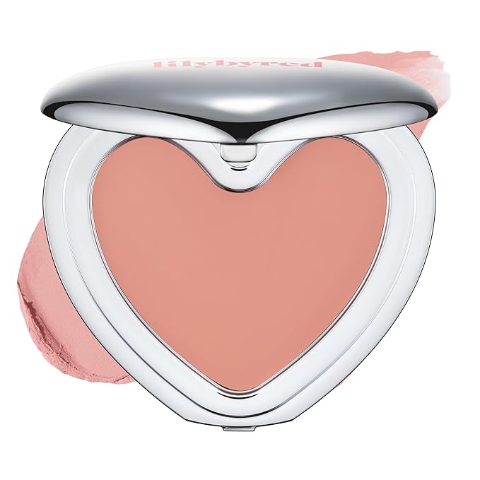 lilybyred Luv Beam Cheek Mousse | Heart-Shaped Korean Blush, Velvety Soft-Matte Texture, Pore-Blurring Finish, Buildable & Blendable Color, Natural Flush, 0.13 oz. (01 Apricot Mousse)