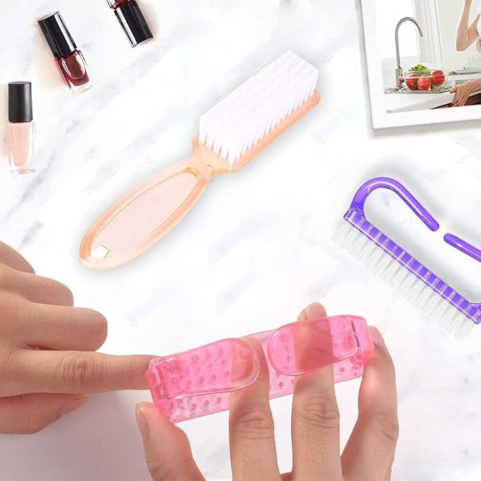 Handle Grip Nail Brush, Hand Fingernail Scrub Cleaning Brushes for Toes and Nails Cleaner, Pedicure Scrubbing tool kit for Men and Women 6 Pack (Multicolor)