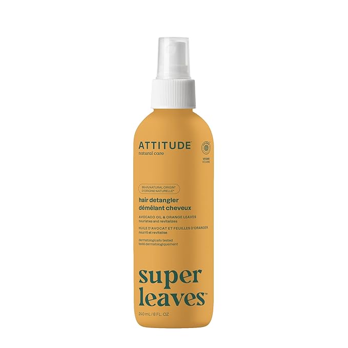 ATTITUDE Detangling Spray, EWG Verified, Vegan & Plant-Based Hair Care, Leave-In for Smooth & Manageable Hair, Orange Blossom & Eucalyptus, 8 Fl Oz