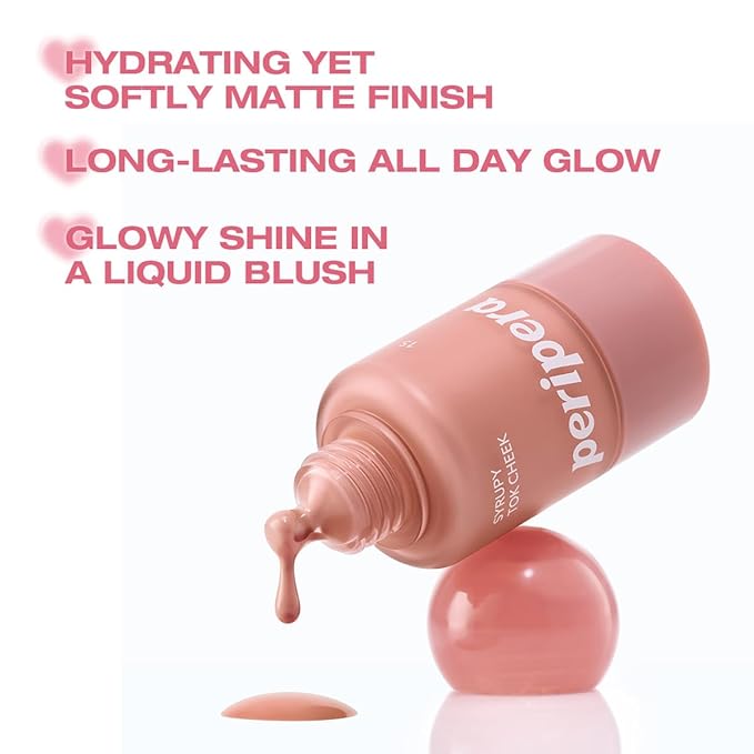 PERIPERA SYRUPY TOK CHEEK 15 Colors, Liquid Blush, Dewy Finish and Hydrates All day, Soft Velvet Texture Face Cheek Tint (05 COOL APPLE)
