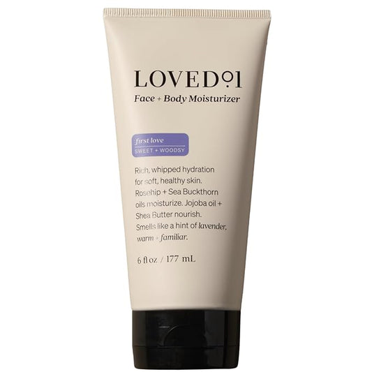 Loved01 Face & Body Moisturizer, John Legend Skincare, Daily Hydrating Shea Butter Cream, First Love Lavender Scent, For Dry & Sensitive Skin, Non-Greasy Formula, Vegan & Cruelty-Free, 6 oz