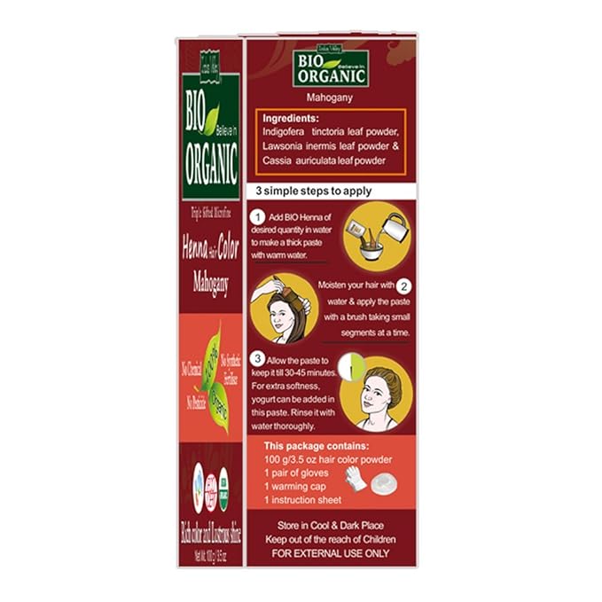 Indus Valley Bio Organic Natural Henna Hair Color For Grey Hairs -100gm, 100% Gray Hair Coverage And Long Lasting Hair Dye | Mahogany Vegan and Cruelty-Free-Pack of 2
