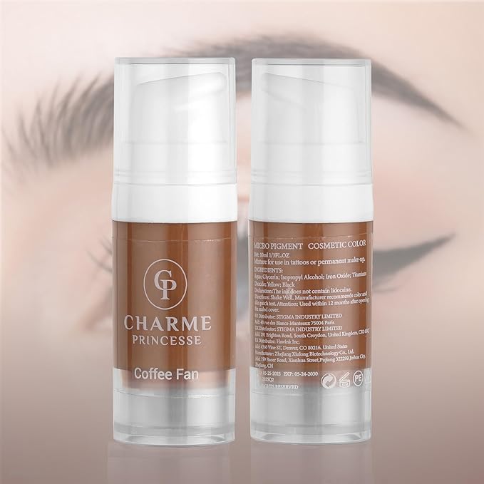 Charme Princesse Pigment Permanent Ink Micropigment Cosmetic Pigment Eyebrow Eyeliner Lips Cosmetic Coffee Fan Color Pigment Hand Extruded Pigment 10ml PI603-10-010-US