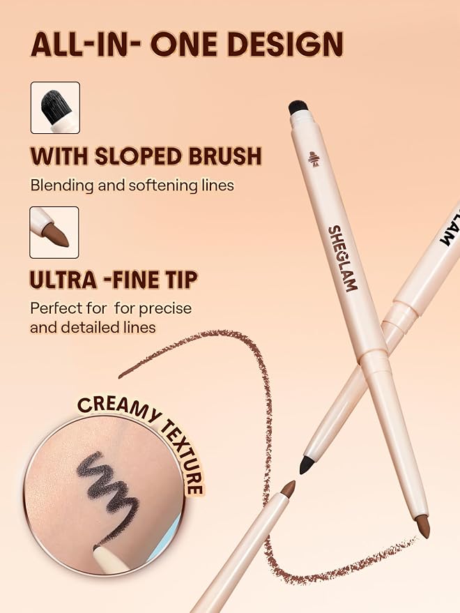 SHEGLAM Gel Glide Eyeliner Pencil Creamy Waterproof Smudgeproof Longwearing Eyeliner-Brown
