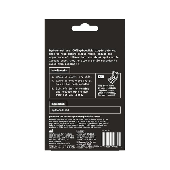 Starface Black Star BIG PACK, Hydrocolloid Pimple Patches, Absorb Fluid and Reduce Redness, Cute Star Shape, Cruelty-Free Skincare (96 Count) (Pack of 2)
