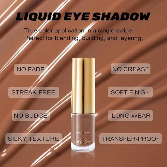 Dark Brown Matte Liquid Metallic Eyeshadow, Longwear Eye Shadow Makeup For Older Women, Buildable Highly Matte Eye Shadow Cream in Finishes, Vegan & Cruelty-Free, (06#Dark Brown)