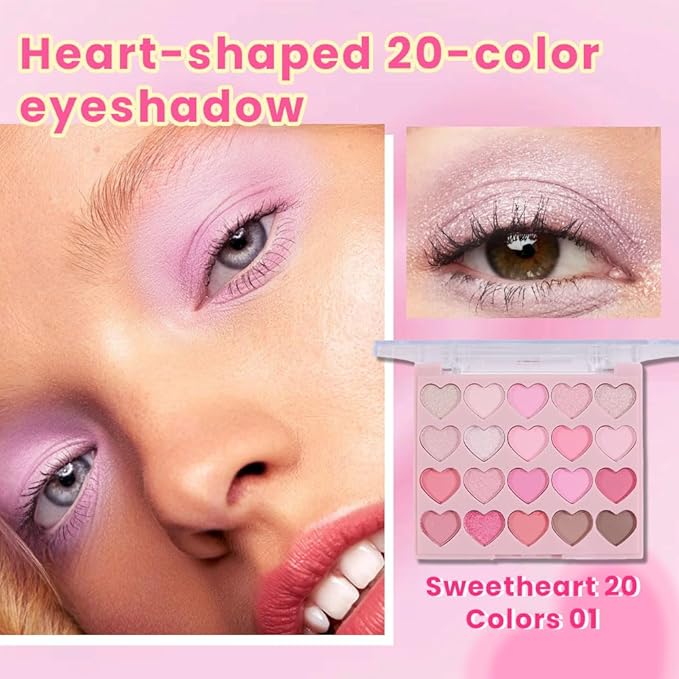 SUAKE Nude Pink Eyeshadow Palette, Matte & Shimmer, High Pigmented 20 Colors Brown Purple Eye Shadow Primers for Eye Makeup, Korean Powder Palet de sombras de ojos (01#-NUDE-20 COLORS)