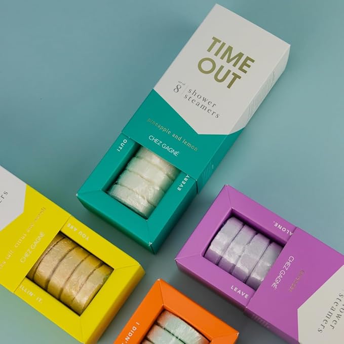Aromatherapy Shower Steamers - Time Out - Pineapple Lemon, Set of 8 - Vegan, Cruelty-Free, Made in USA - Paraben, Sulfate & Phthalate-Free - Funny Self Care Gift