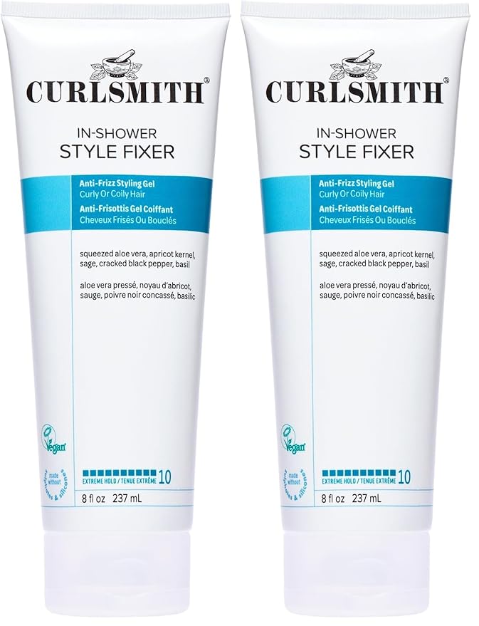 CURLSMITH - In-Shower Style Fixer - Vegan Extreme Hold Styling Gel for Dry,Wavy,Curly or Coily Hair (8oz),(Pack of 2)