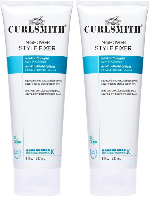 CURLSMITH - In-Shower Style Fixer - Vegan Extreme Hold Styling Gel for Dry,Wavy,Curly or Coily Hair (8oz),(Pack of 2)