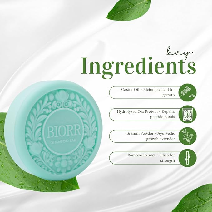 BIORR Scalp Detox Shampoo Bar - Clarifying Deep Cleanse with Kaolin Clay & Castor Oil - Removes Buildup, Balances Oil - Vegan Sulfate-Free Natural Solid Shampoo for All Hair Types - 3.52oz