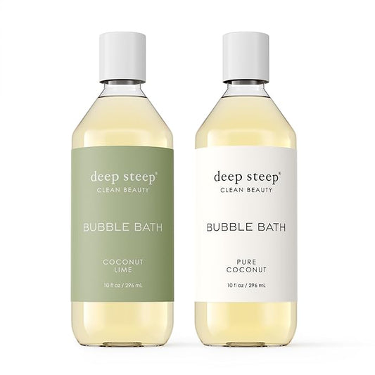 Deep Steep Bubble Bath, 10oz (2 Pack) (10 Fl Oz (Pack of 2), (Tropical)- (Pure Coconut & Coconut Lime))