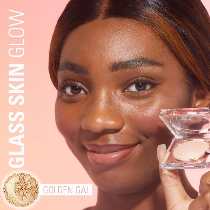 Revolution Beauty London Beam Bright Highlighter, All Over Face Glow, Powder To Liquid Formula, 5 Different Shades, Golden Gal