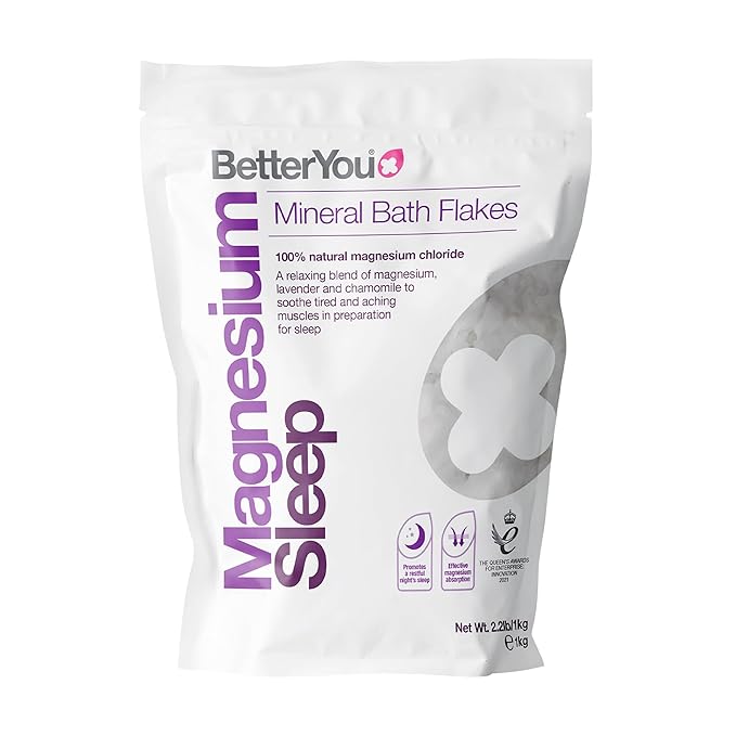 BetterYou Magnesium Sleep Mineral Bath Flakes - Mineral Bath Salts for Muscle Relaxation - Soothing Sore Muscle Soak - Natural Vegan Formula - 2.3 lb
