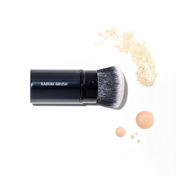 Lune+Aster Kabuki Brush |Retractable, Lightweight, High Performance Kabuki Brush. Densely-Packed, Flat, Vegan Bristles.