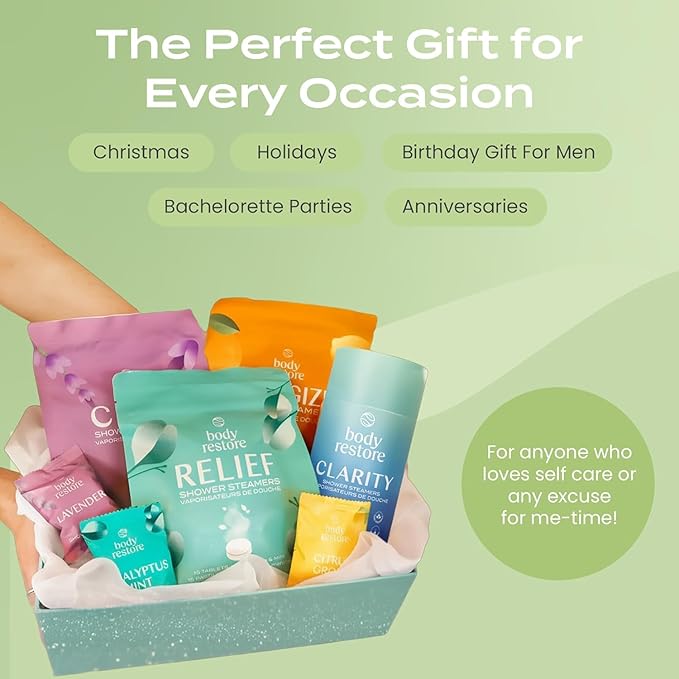 Body Restore Bath Bombs Aromatherapy 15 Pack – Birthday Gifts for Women, Men, Easter Basket Stuffers, Stress Relief, Relaxation, Self Care – Tea Tree Shower Steamers
