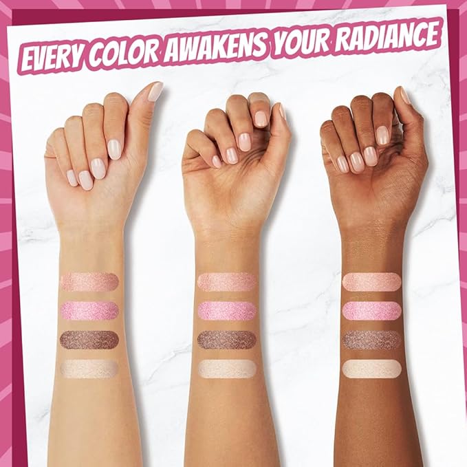 Color Nymph SPARKLE LOVE Palettes - Face & Cheek Makeup Palette丨Blush, Bronzer & Highlighter Make Up for Teens Girls Tweens with Gentle & Silky-smooth Formula, Vegan & Talc-free (Pink)
