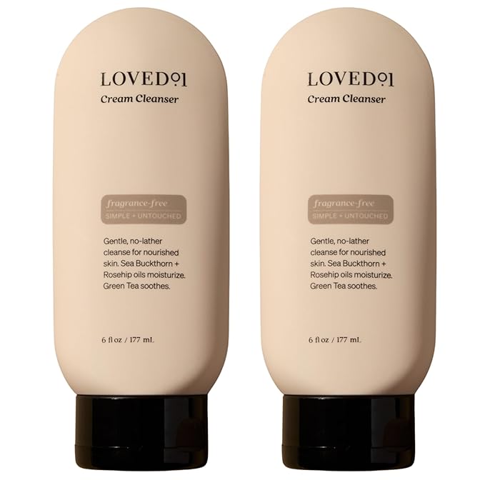 Loved01 Gentle Cream Cleanser for Face & Body, John Legend Skincare, Daily Hydrating Wash with Rosehip Oil & Green Tea, Fragrance-Free, For Sensitive Skin, Vegan & Cruelty-Free, 2-Pack, 6 oz each