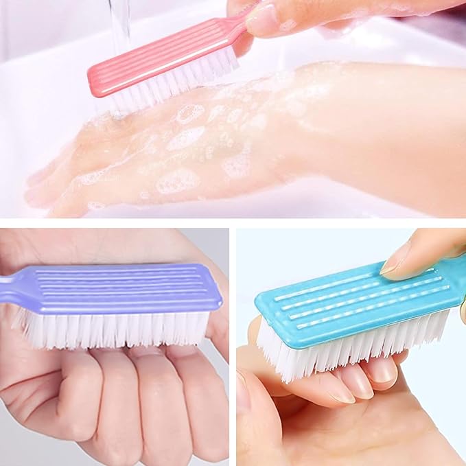NICEMOVIC 10 Pcs Nail Brush for Cleaning Fingernails, Handle Grip Nail Scrubber Brush, Hand Fingernail Cleaner Brush Manicure Tools Scrub Cleaning Brushes Kit, Use for Toe and Nail Cleaning (Macaron)