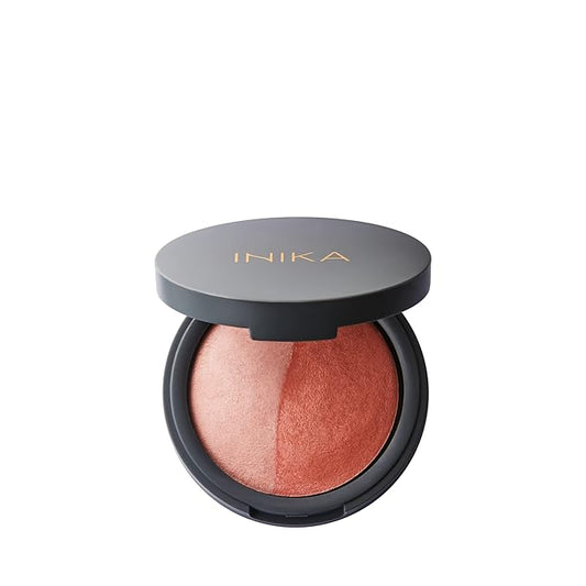 INIKA Organic Mineral Baked Blush Duo - Vegan, Cruelty-Free Makeup with Hydrating Squalane and Antioxidant-Rich Magnolia Bark Extract, Complementary Rose and Peach Hues for Radiant Glow,30 ml (Peach)