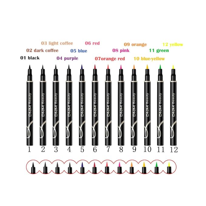 DNM Cat Eye Makeup Waterproof Neon Colorful Liquid Eyeliner Pen Make Up Comestics Long-lasting Black Eye Liner Pencil Makeup Tools (purple)